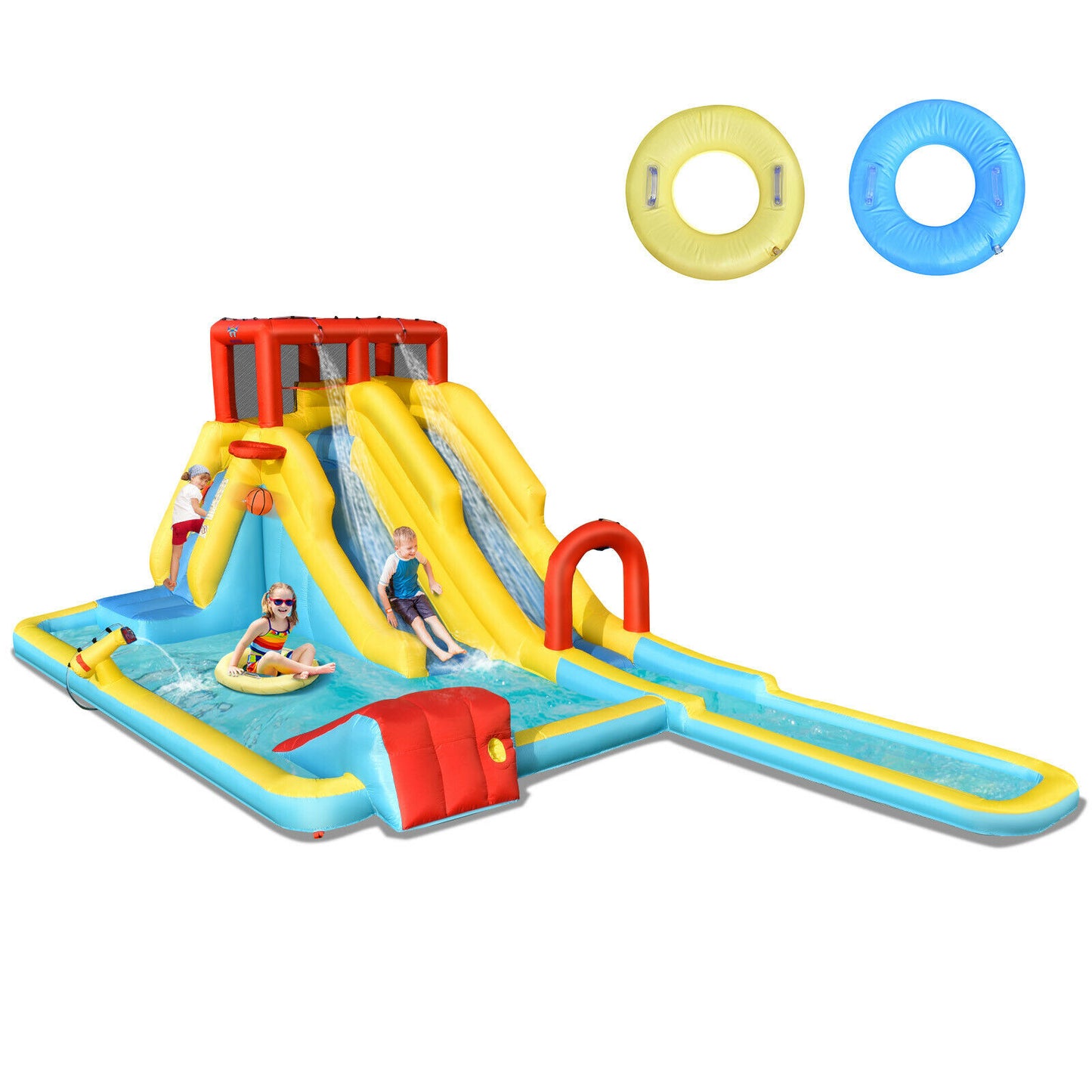 Inflatable Water Park Bounce House with Double Slides and Pool