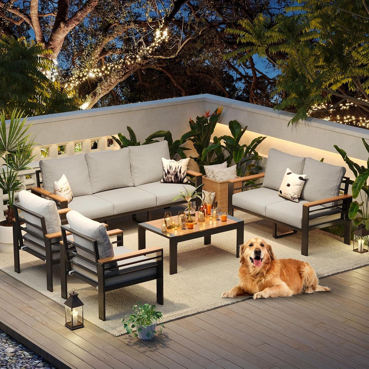 Oversized Aluminum Patio Furniture Set with Plush Cushions