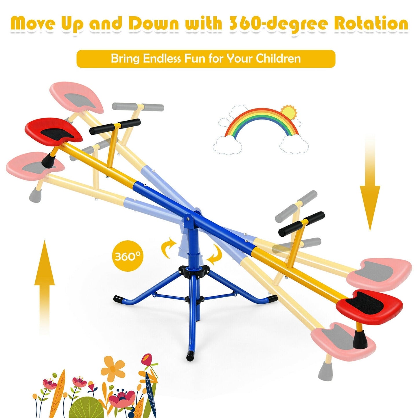 Gbruno 360° Swivel Teeter Totter Playground Seesaw for Kids