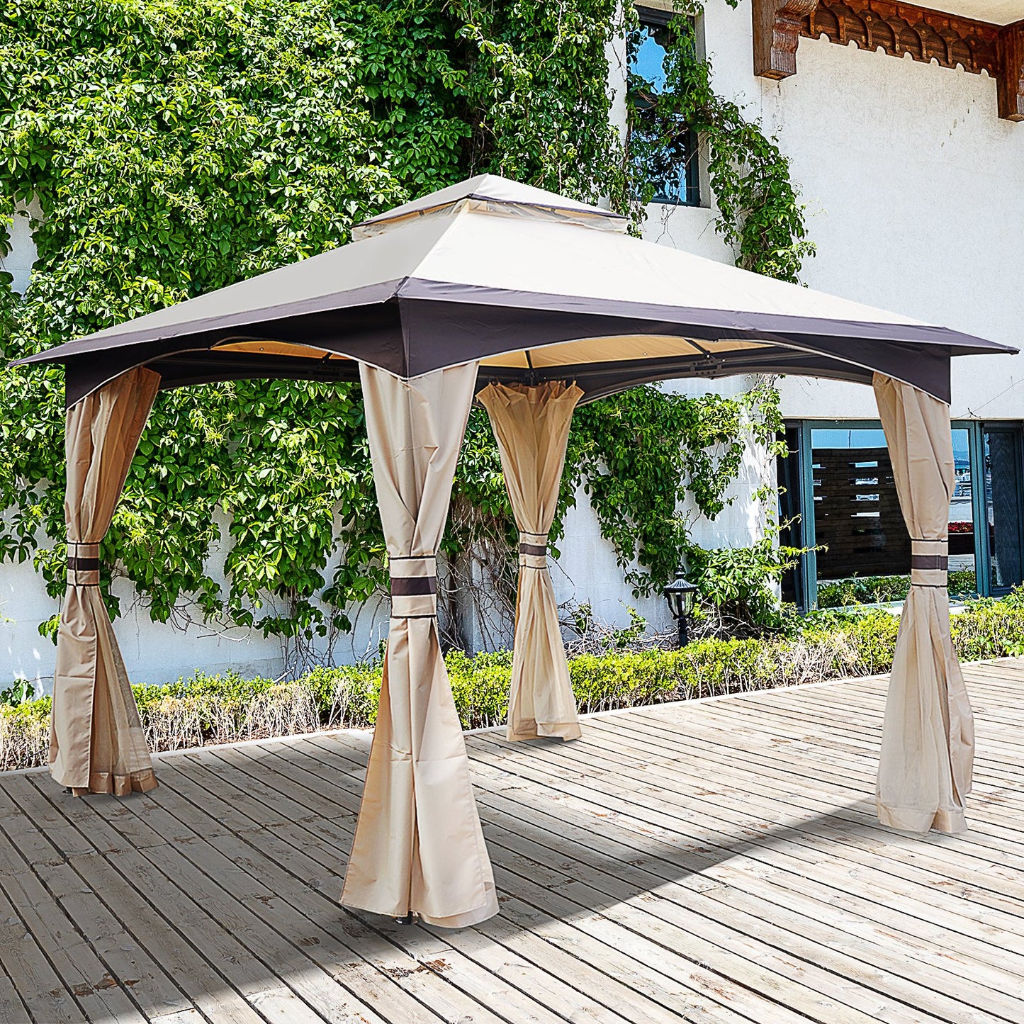 Outsunny 10' x 10' Outdoor Patio Gazebo with Two-Tier Roof