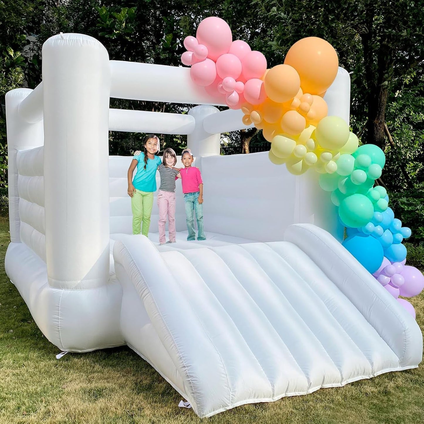 Large Inflatable White Bounce House for Kids and Adults