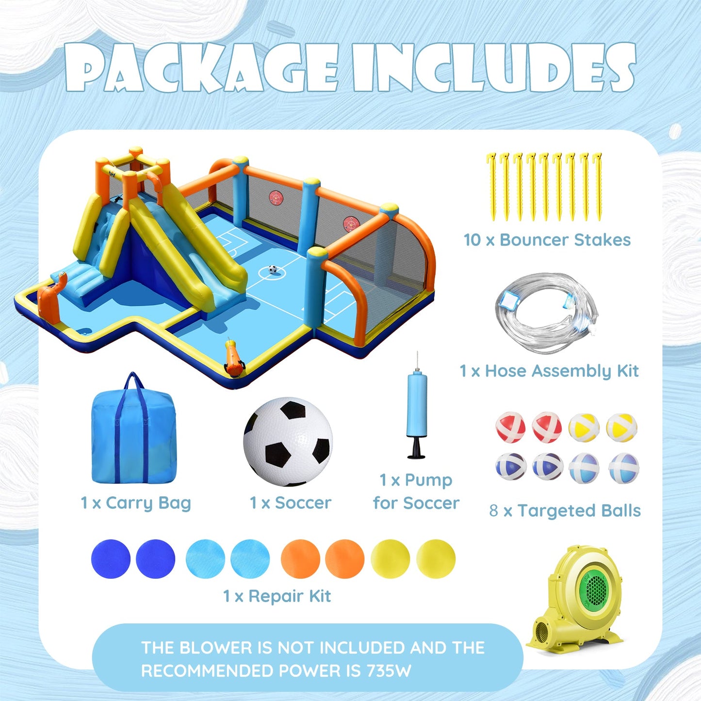 Gbruno Giant Soccer-Themed Inflatable Water Slide