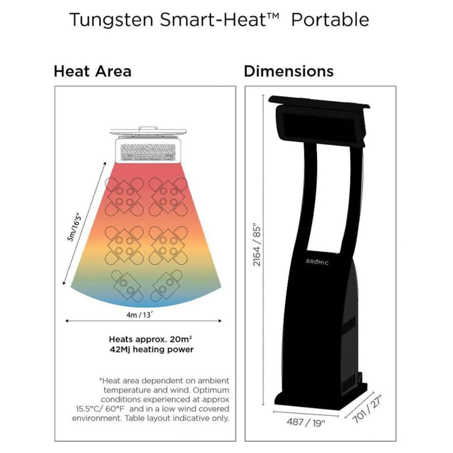 Bromic Heating 85-Inch Tungsten Smart-Heat™ Propane Patio Heater