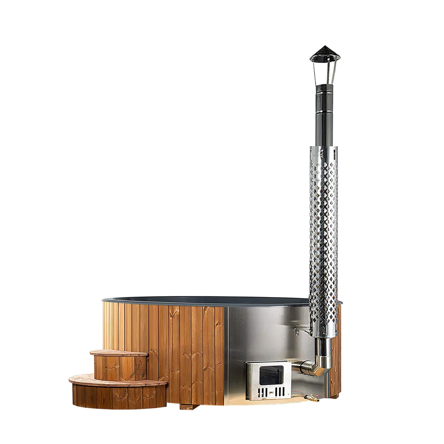 SAUNALIFE Model S4N Premium 6-Person Wood-Burning Hot Tub
