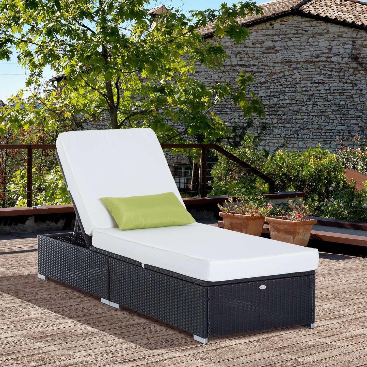 Outsunny Deluxe Rattan Outdoor Sun Lounger