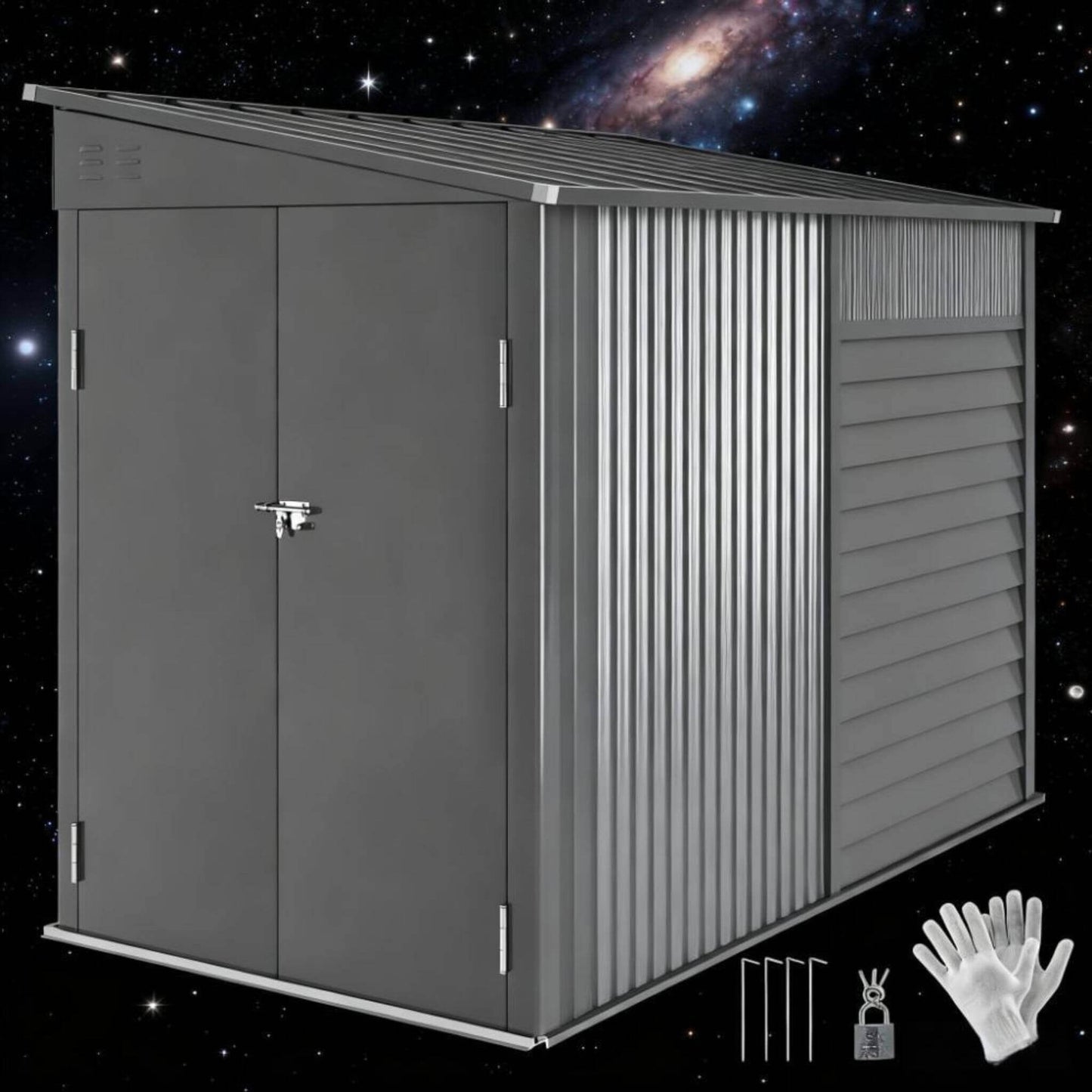 Heavy-Duty Galvanized Steel Storage Shed with Lockable Doors