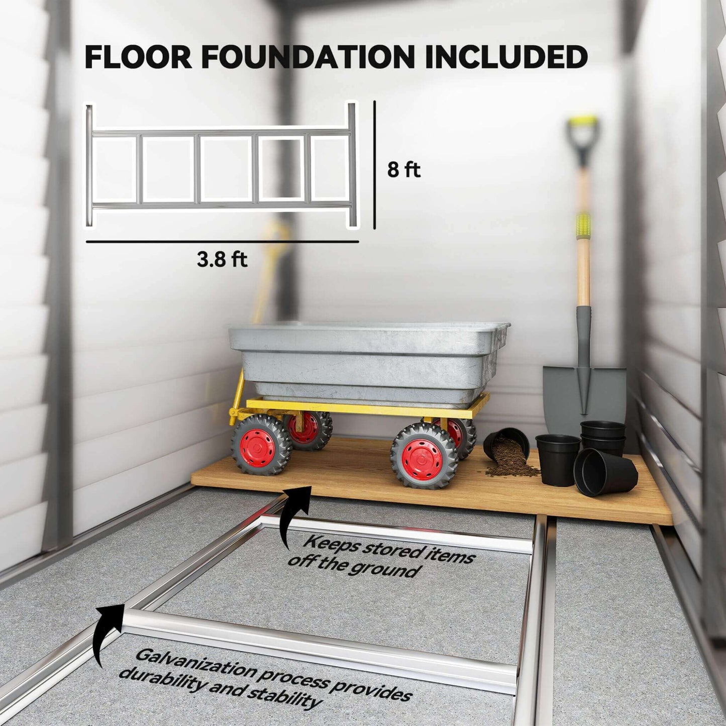 Heavy-Duty Galvanized Steel Storage Shed with Lockable Doors