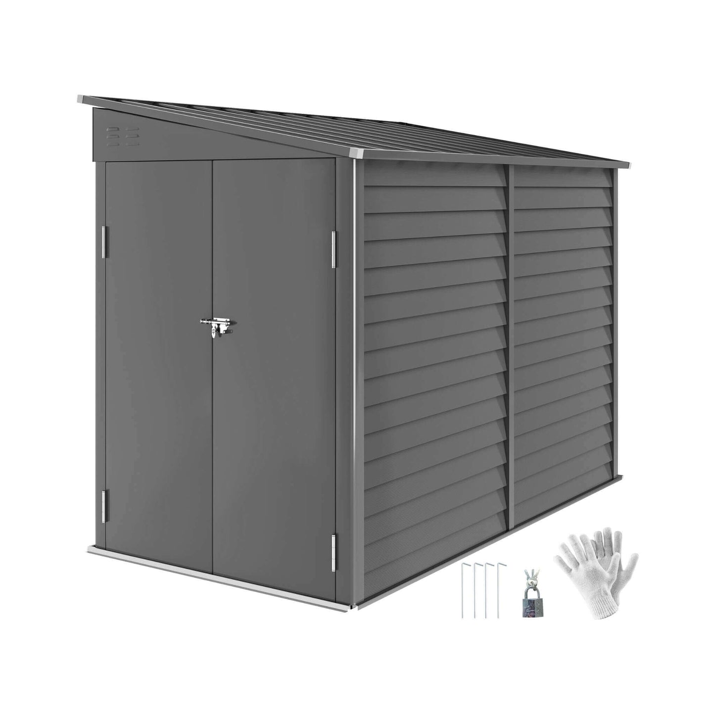 Heavy-Duty Galvanized Steel Storage Shed with Lockable Doors
