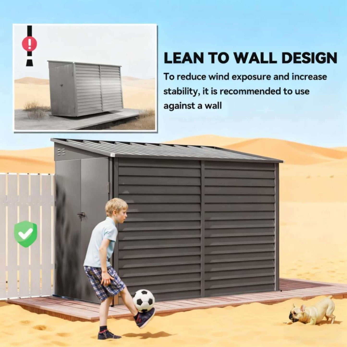 Heavy-Duty Galvanized Steel Storage Shed with Lockable Doors