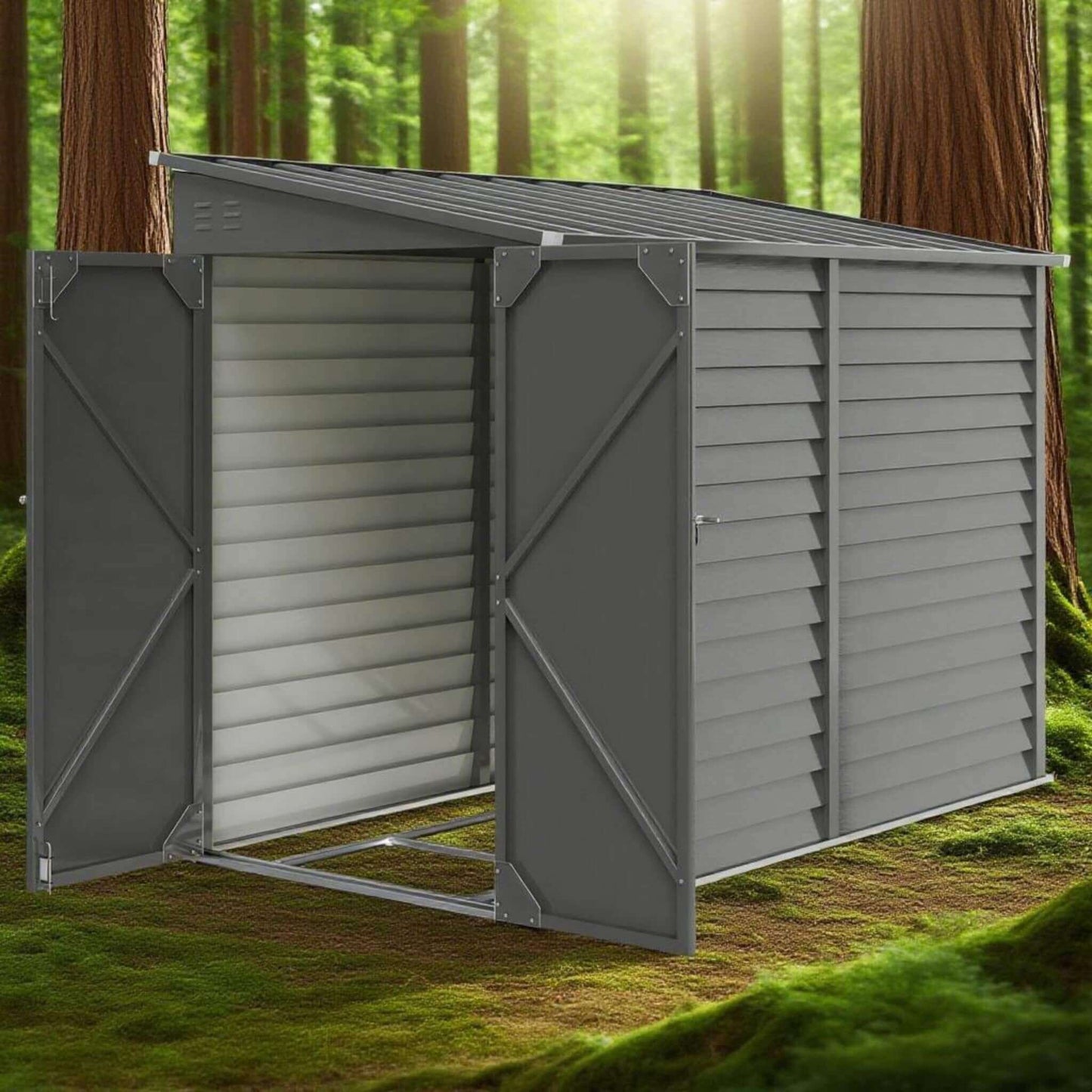 Heavy-Duty Galvanized Steel Storage Shed with Lockable Doors