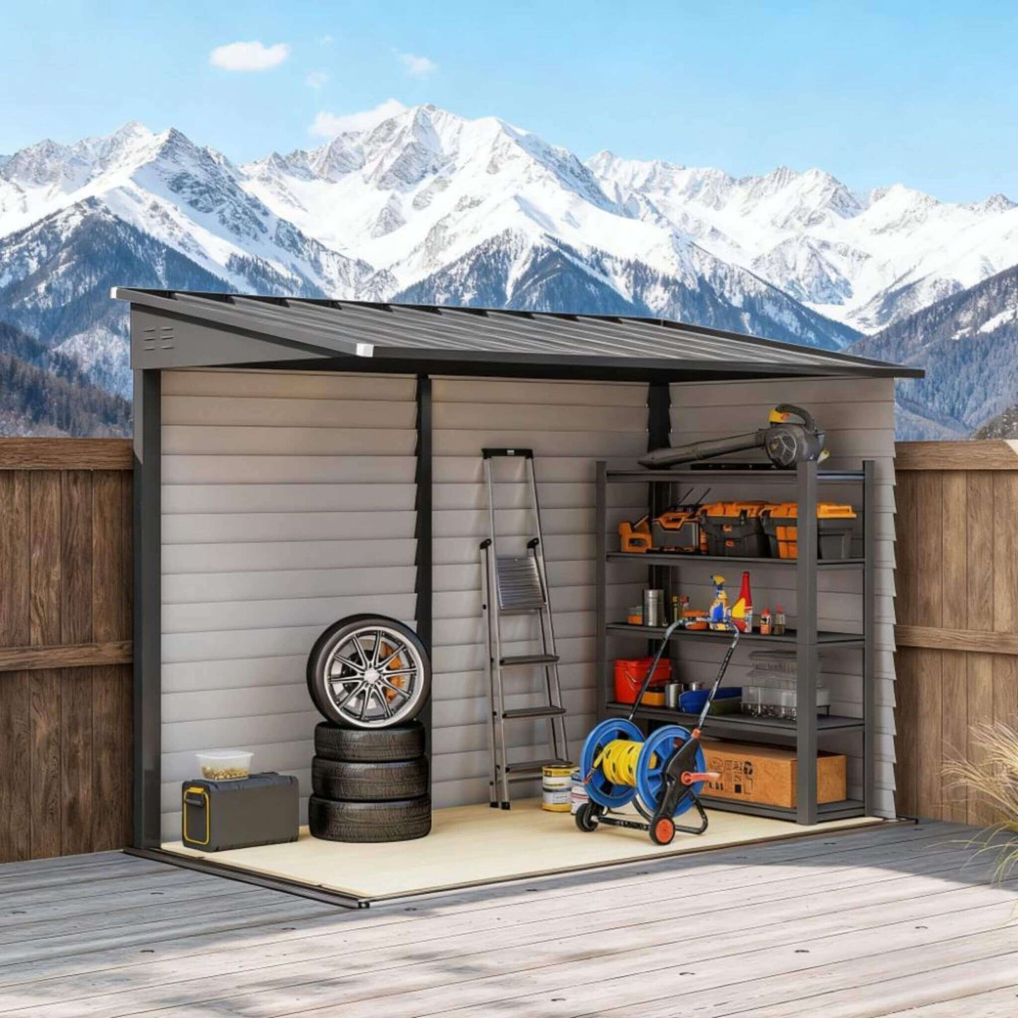 Heavy-Duty Galvanized Steel Storage Shed with Lockable Doors