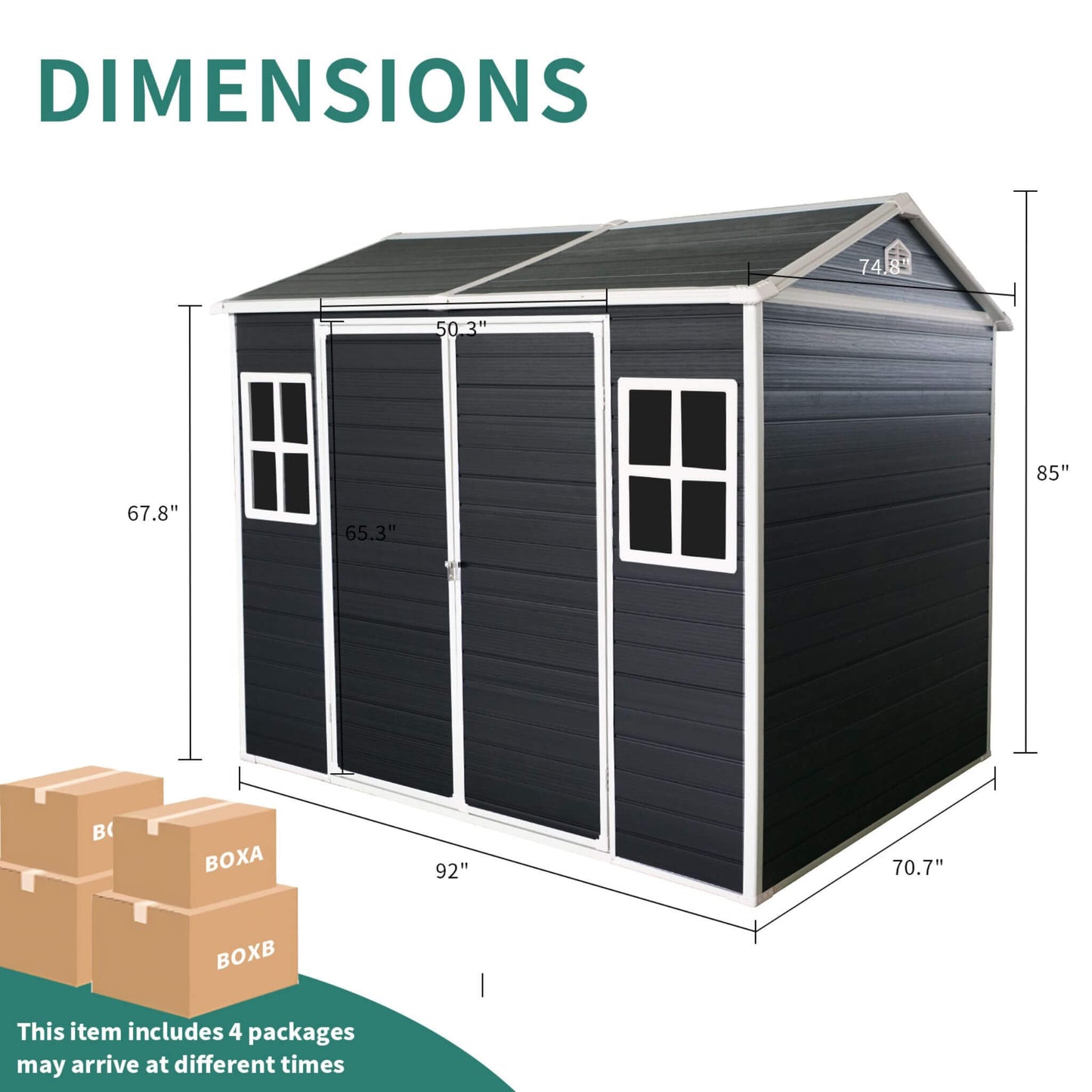 [06X08FT] Alora Outdoor Resin Patio Garden Shed With Floor, 2 Windows, And Lockable Doors (SAK54953)