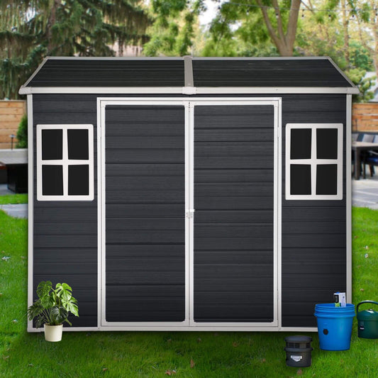 Outdoor Resin Garden Shed with Floor and Lockable Doors