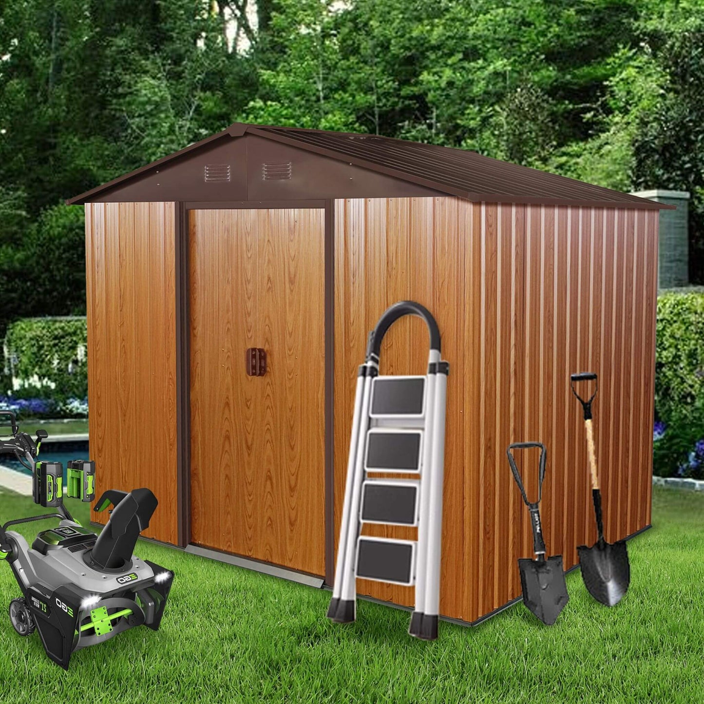 Premium Outdoor Metal Storage Shed with High-Gabled Roof