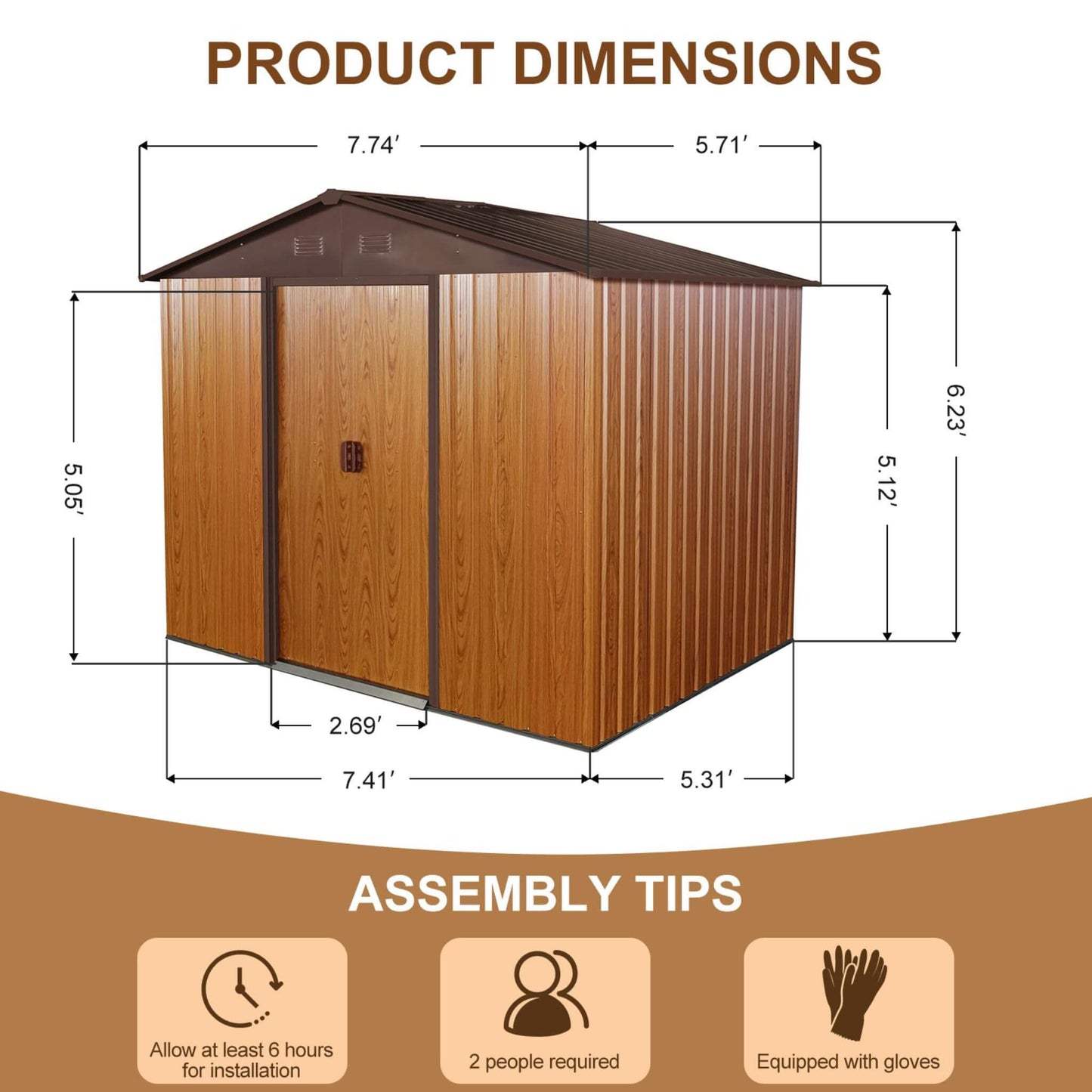 Premium Outdoor Metal Storage Shed with High-Gabled Roof