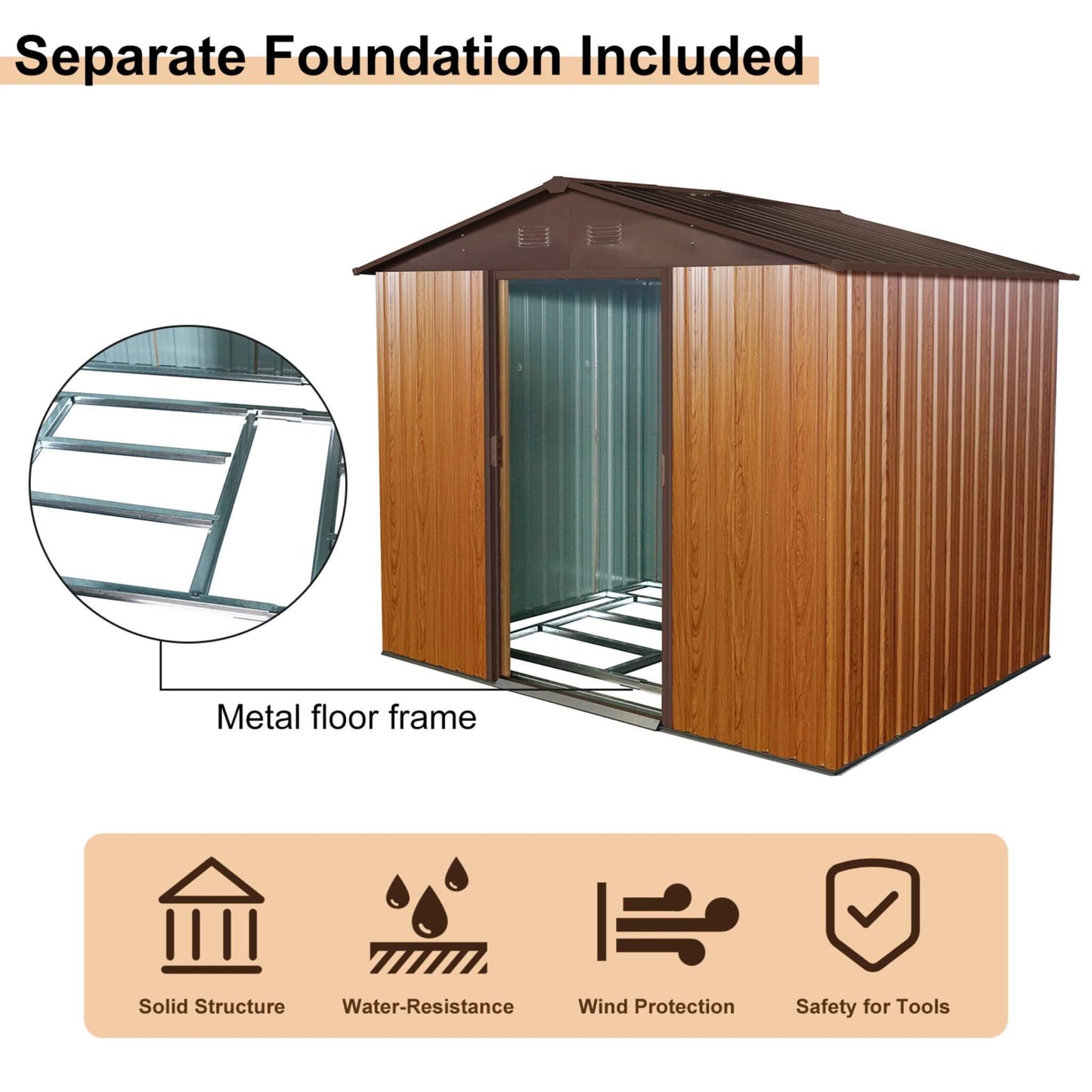 Premium Outdoor Metal Storage Shed with High-Gabled Roof