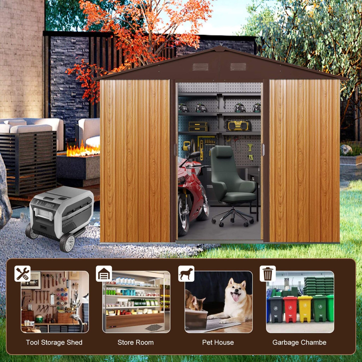 Premium Outdoor Metal Storage Shed with High-Gabled Roof