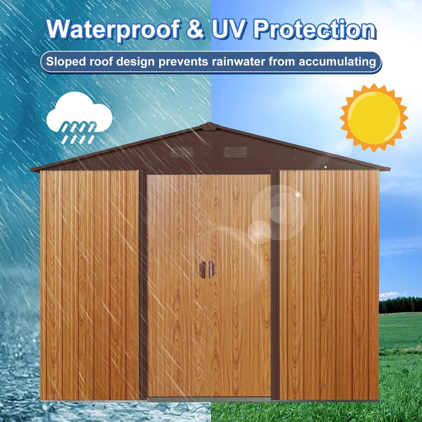 Premium Outdoor Metal Storage Shed with High-Gabled Roof