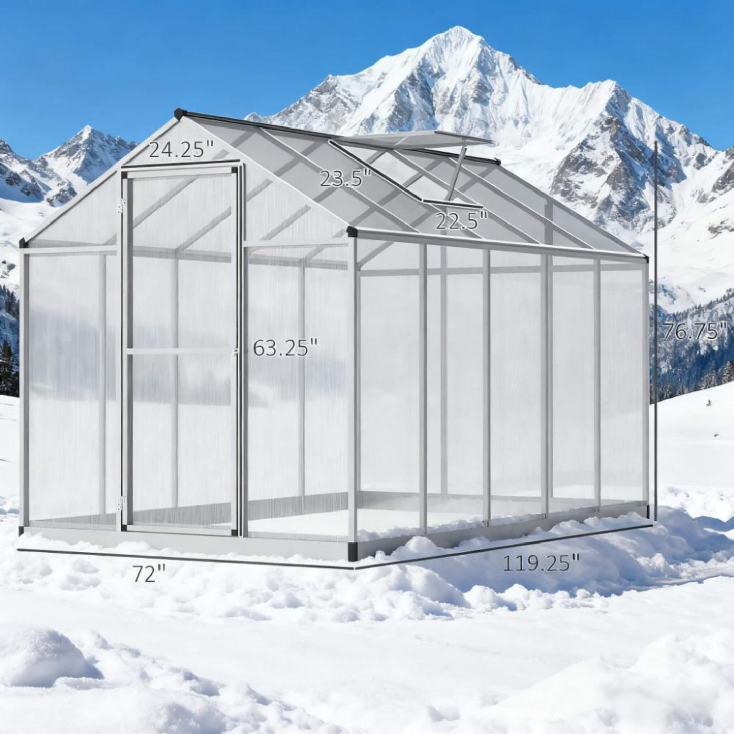 Large Walk-In Backyard Greenhouse W/ Rainwater Collection System And Roof Vent (SAK93581)