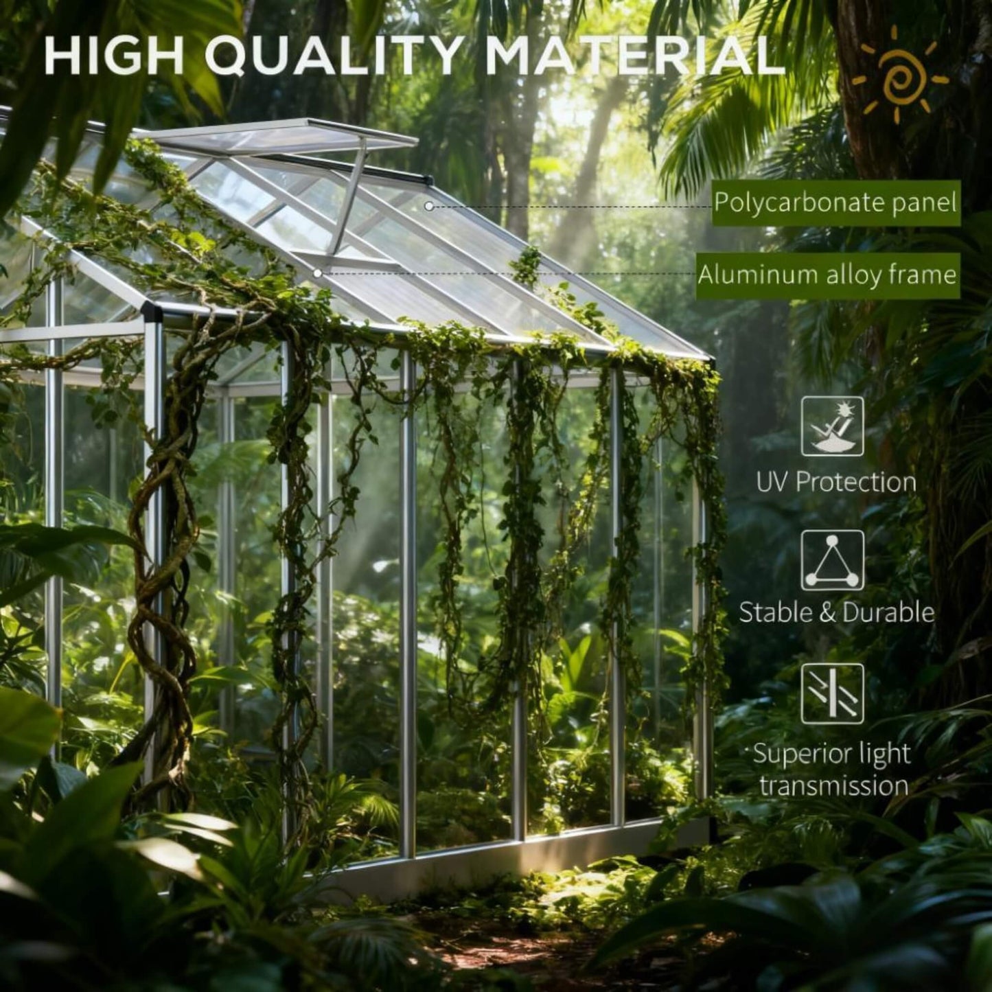 Large Walk-In Backyard Greenhouse W/ Rainwater Collection System And Roof Vent (SAK93581)