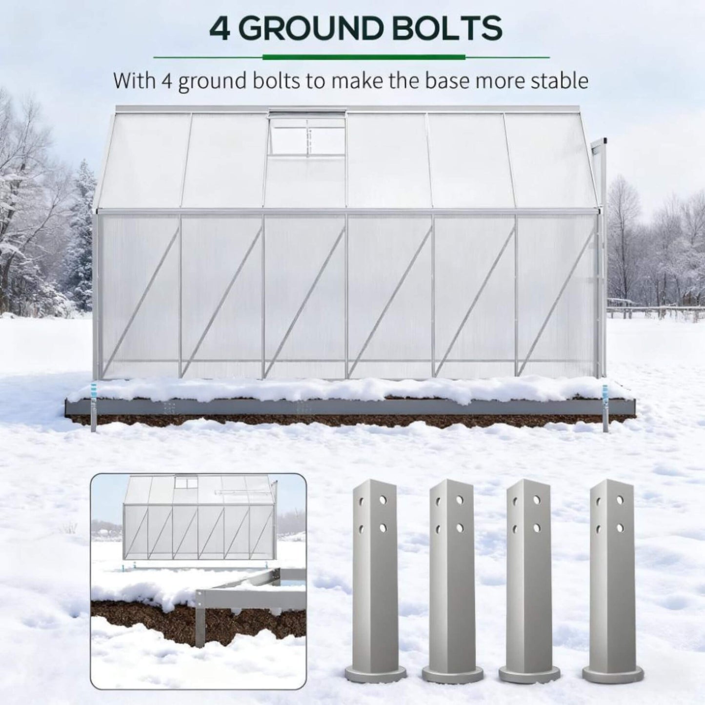 Heavy-Duty Aluminum Walk-In Greenhouse with Vent and Sliding Door