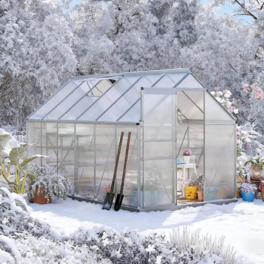 Heavy-Duty Aluminum Walk-In Greenhouse with Vent and Sliding Door