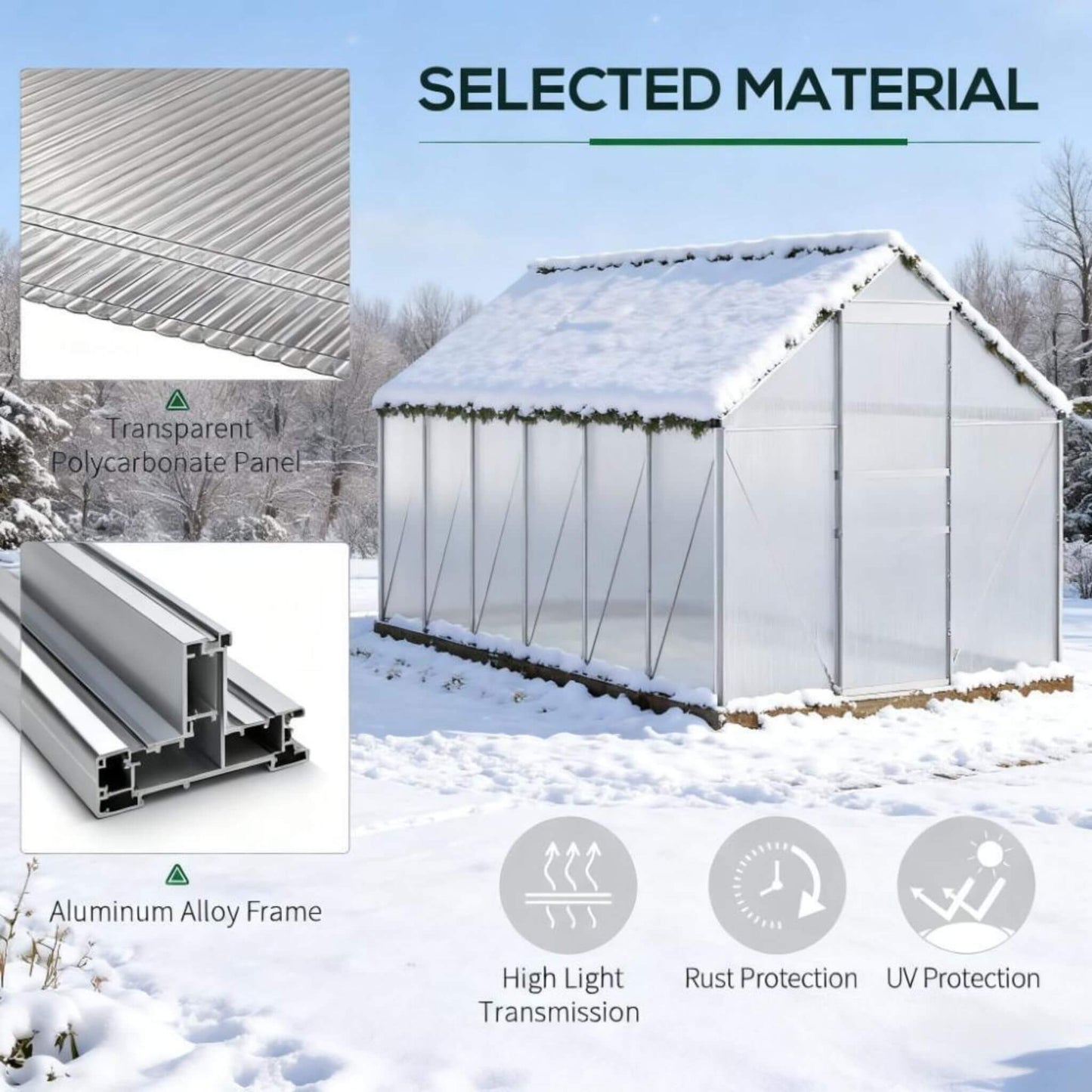 Heavy-Duty Aluminum Walk-In Greenhouse with Vent and Sliding Door