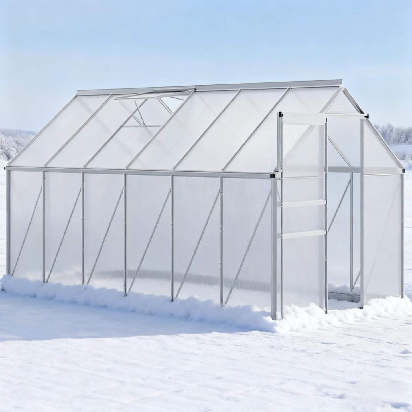 Heavy-Duty Aluminum Walk-In Greenhouse with Vent and Sliding Door