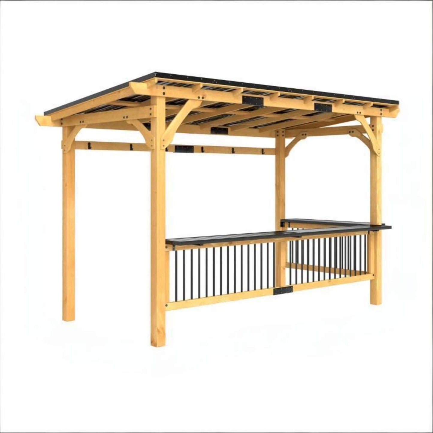 Premium Hardtop Wooden BBQ Grill Gazebo 13' x 6'