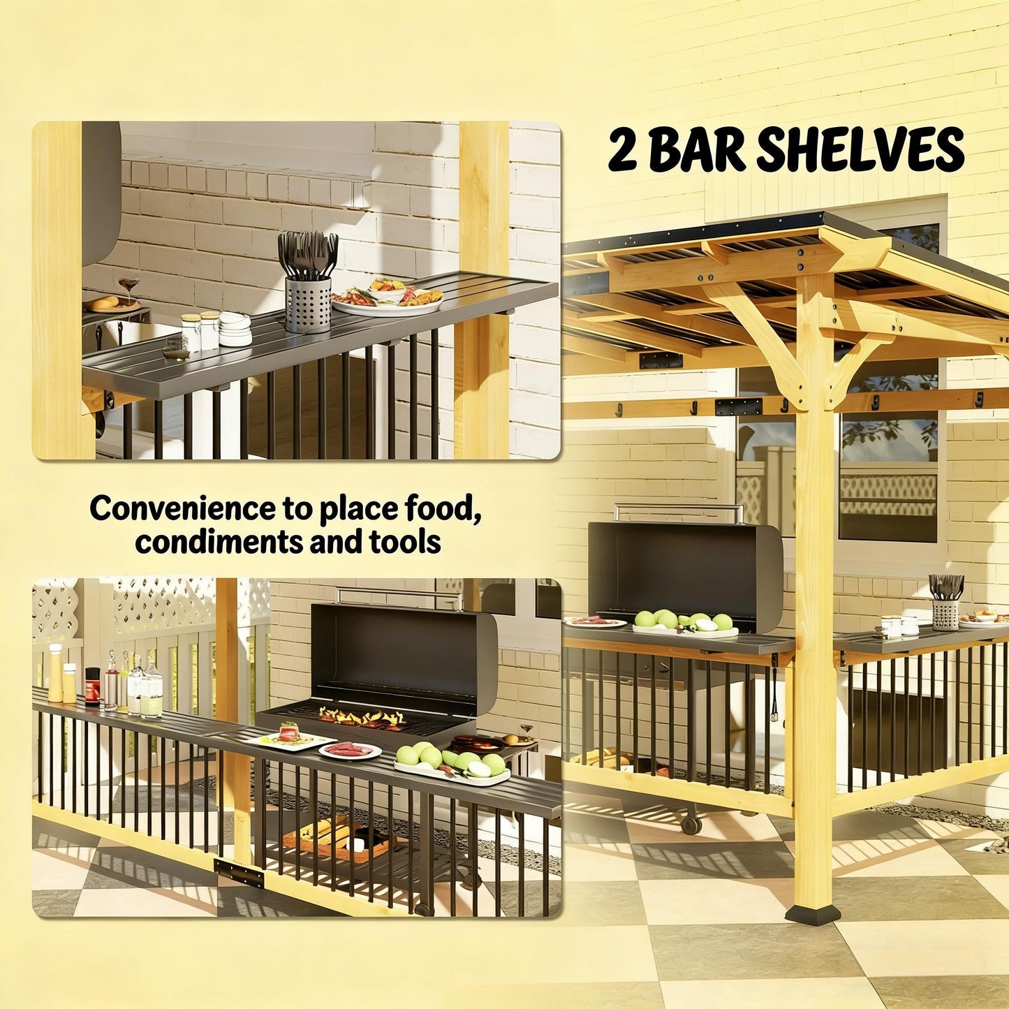 Premium Hardtop Wooden BBQ Grill Gazebo 13' x 6'