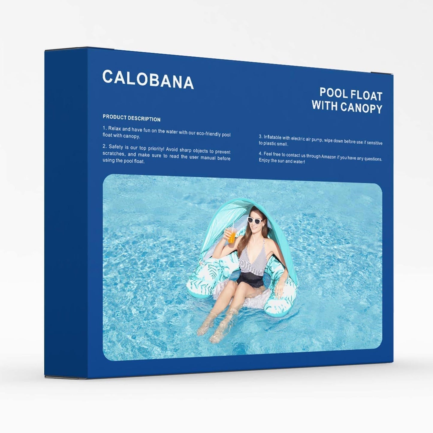 Comfortable Inflatable Pool Float with UPF 50+ Canopy