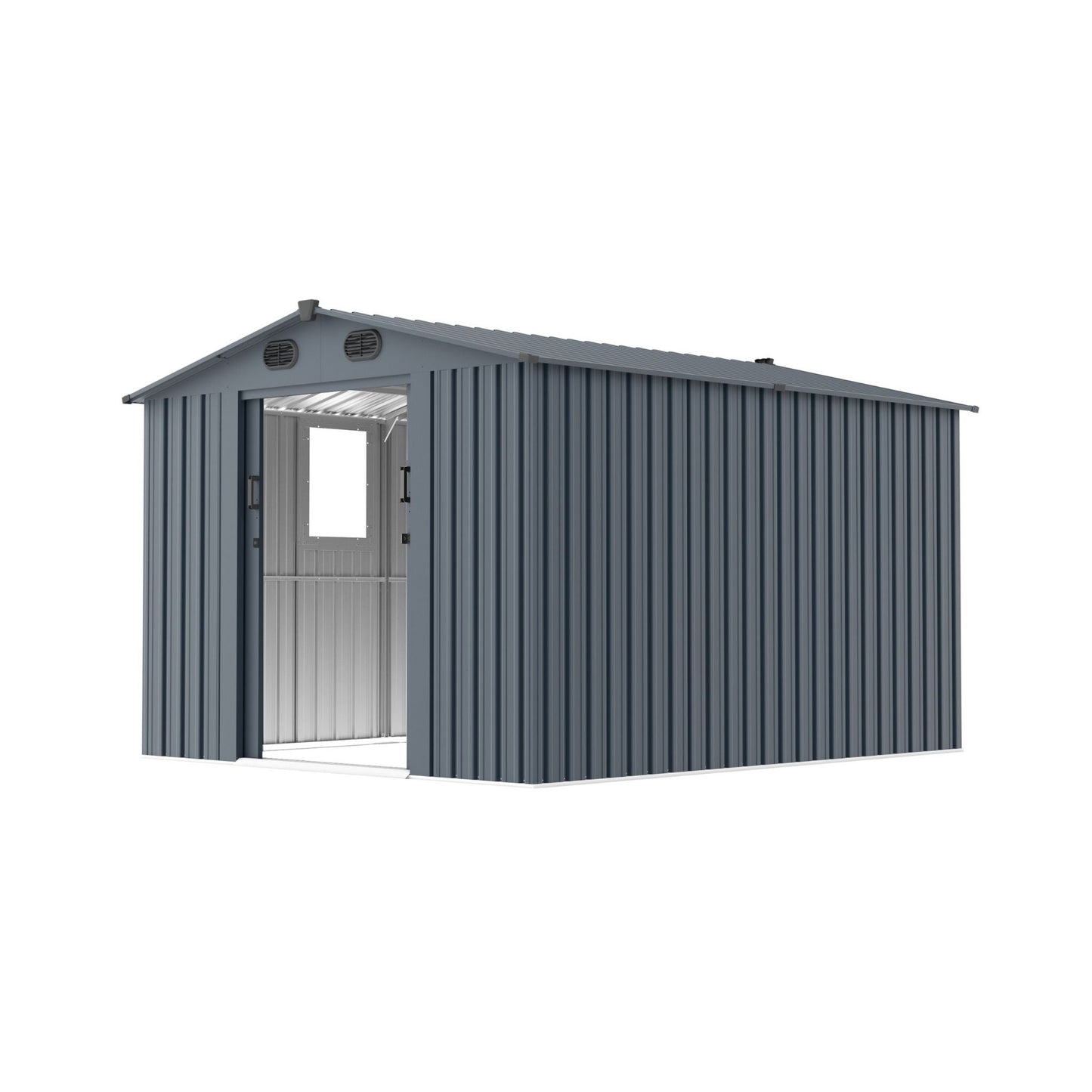 Alora Large Outdoor Metal Backyard Garden Storage Tool Shed With Window And Lockable Doors (SAK68140)
