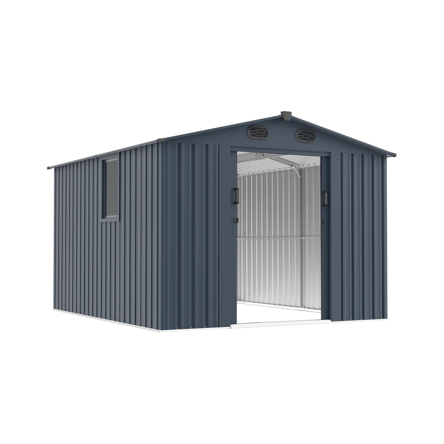 Alora Large Outdoor Metal Backyard Garden Storage Tool Shed With Window And Lockable Doors (SAK68140)