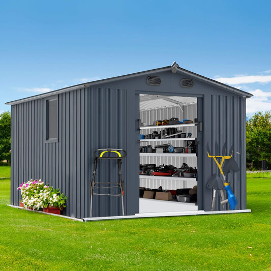 Large Metal Tool Shed with Window & Lockable Doors