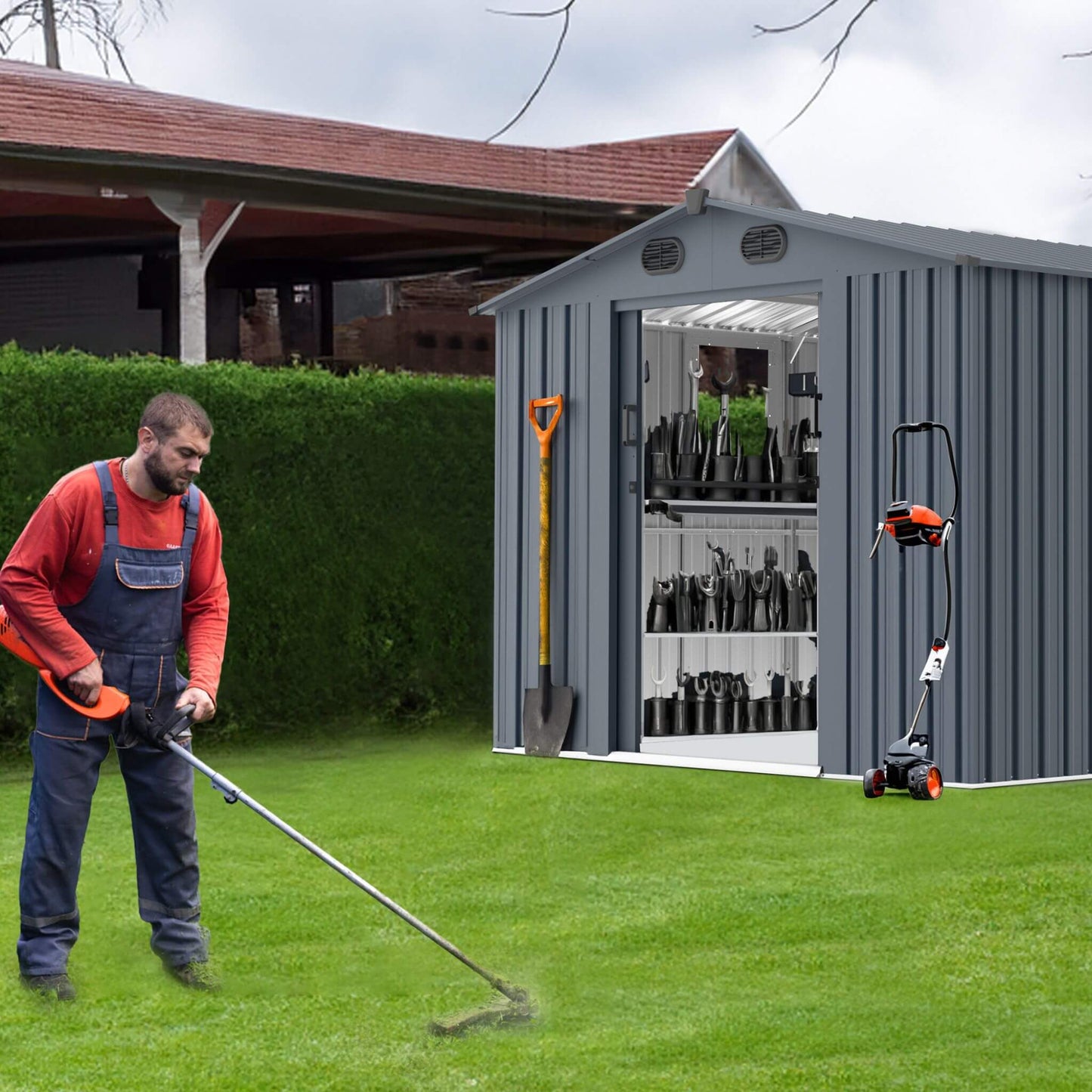 Large Metal Tool Shed with Window & Lockable Doors