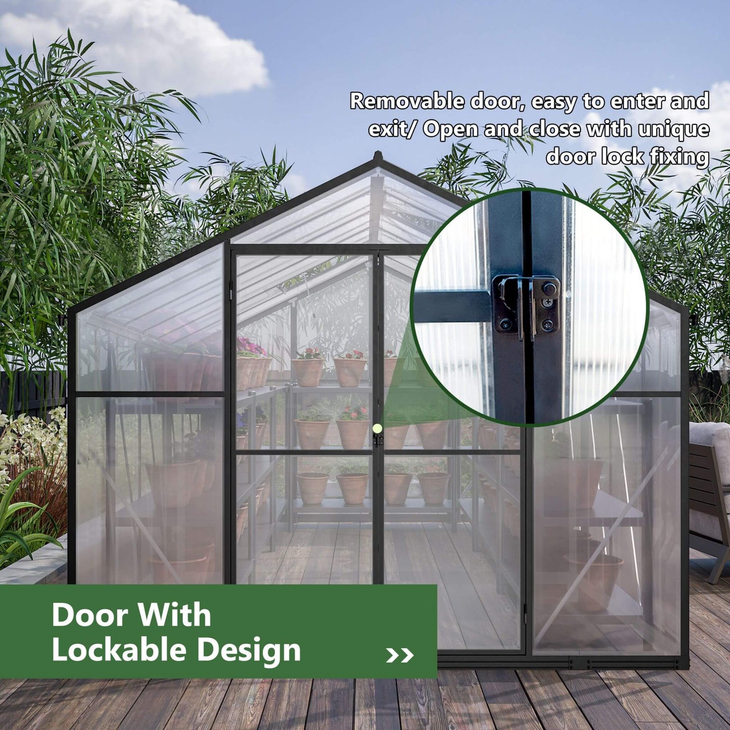 Large Heavy-Duty Walk-In Greenhouse with Double Doors and Ventilation