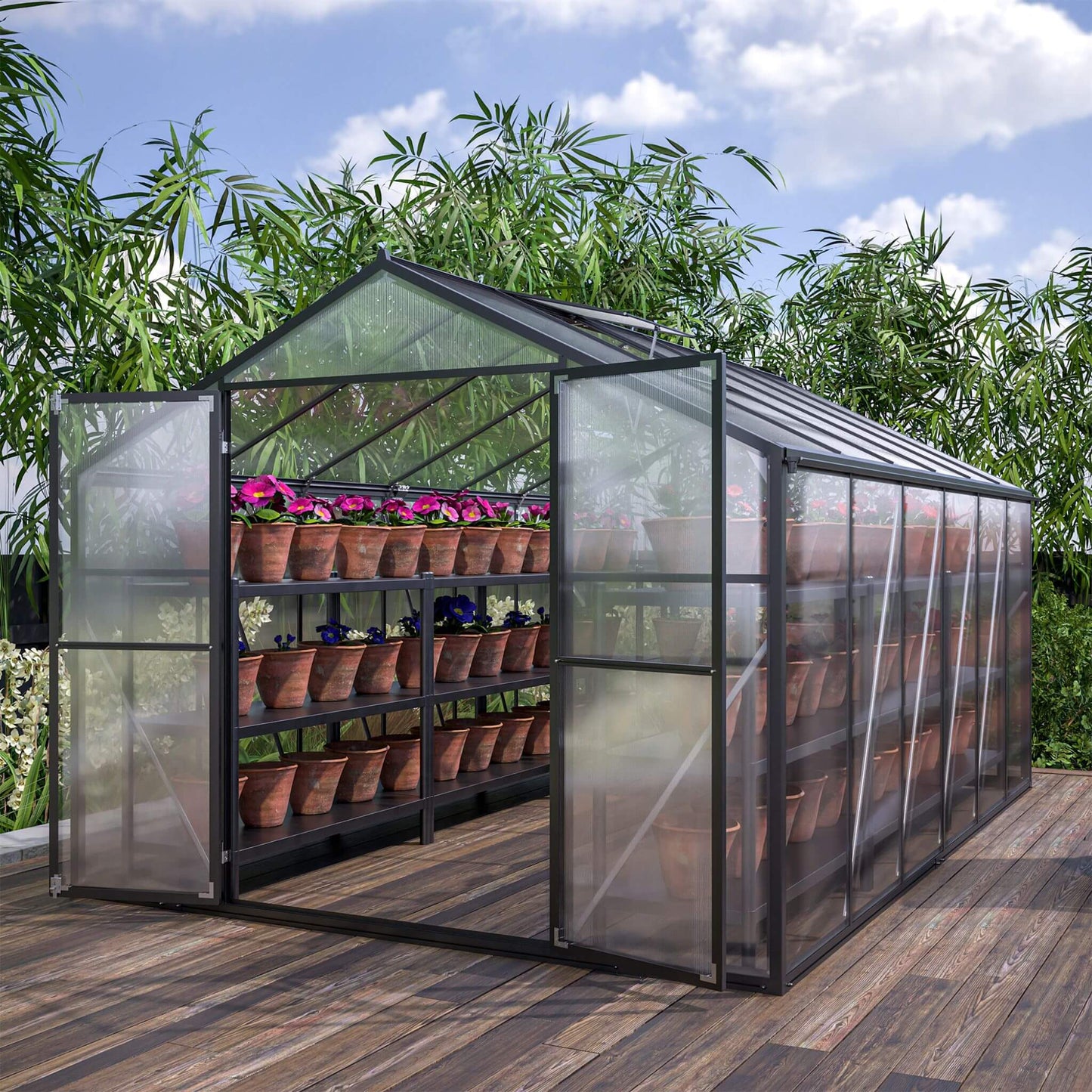 Large Heavy-Duty Walk-In Greenhouse with Double Doors and Ventilation