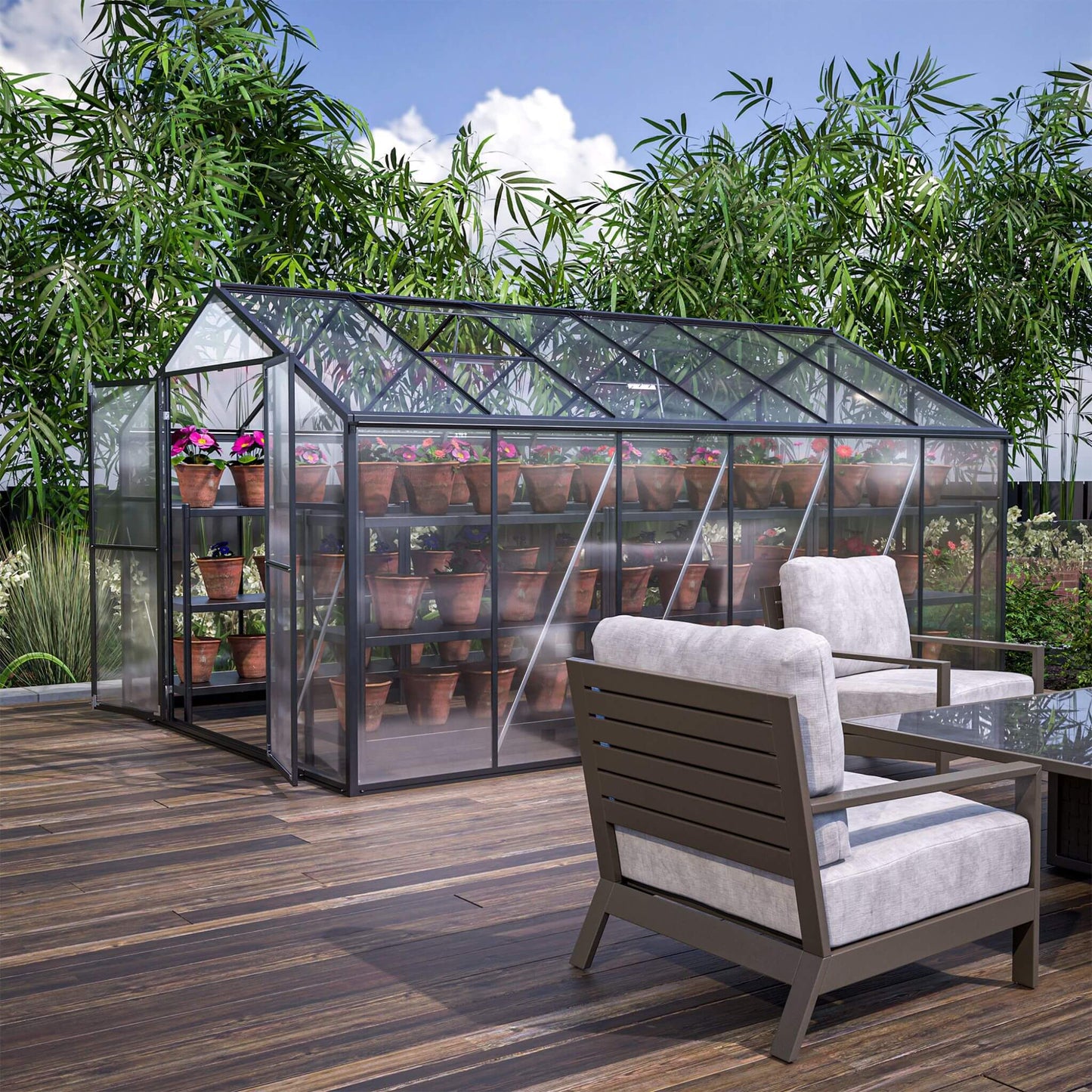 Large Heavy-Duty Walk-In Greenhouse with Double Doors and Ventilation