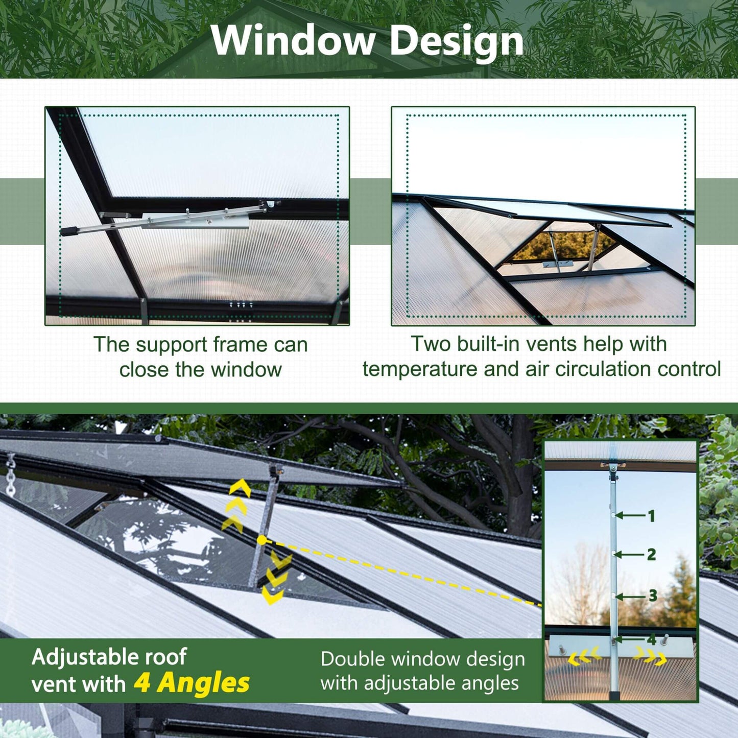 Large Heavy-Duty Walk-In Greenhouse with Double Doors and Ventilation