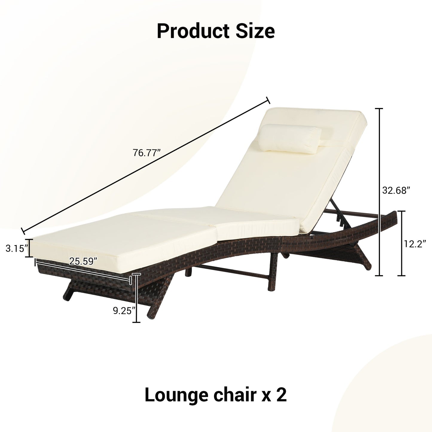 Outdoor Wicker Adjustable Reclining Lounge Chair Set – 2 Pieces