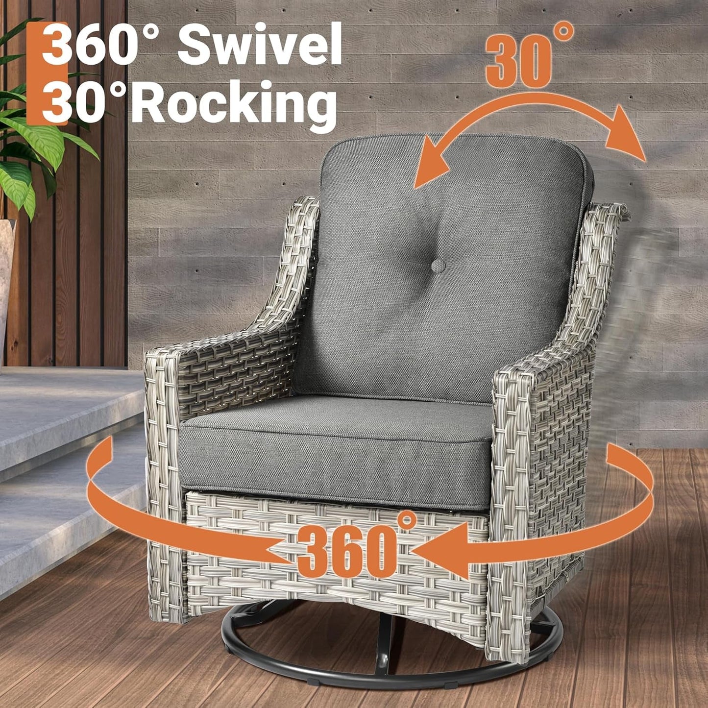 5-Piece All-Weather Patio Set with Swivel Chairs
