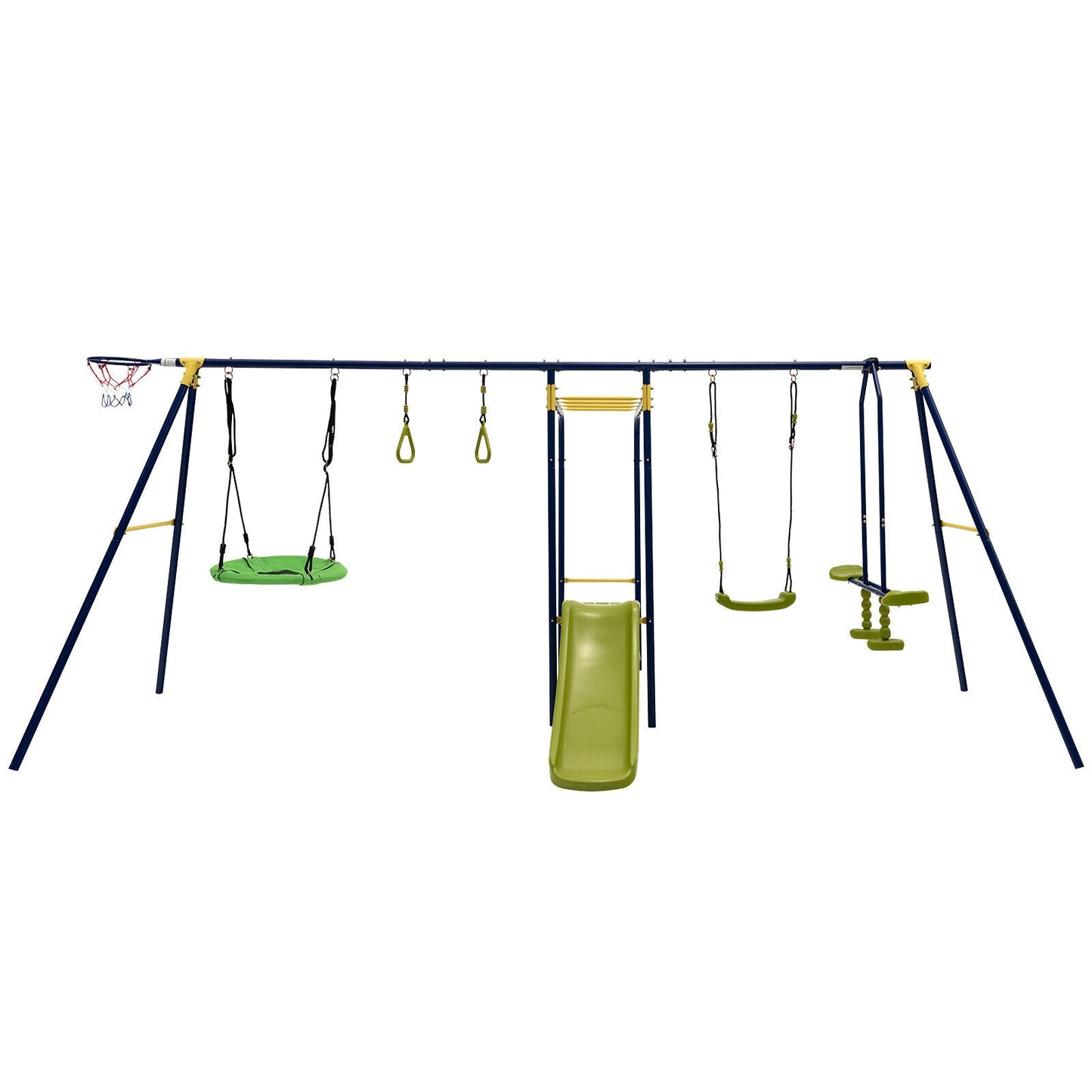 Gbruno 7-in-1 A-Shaped Outdoor Swing Set for Kids