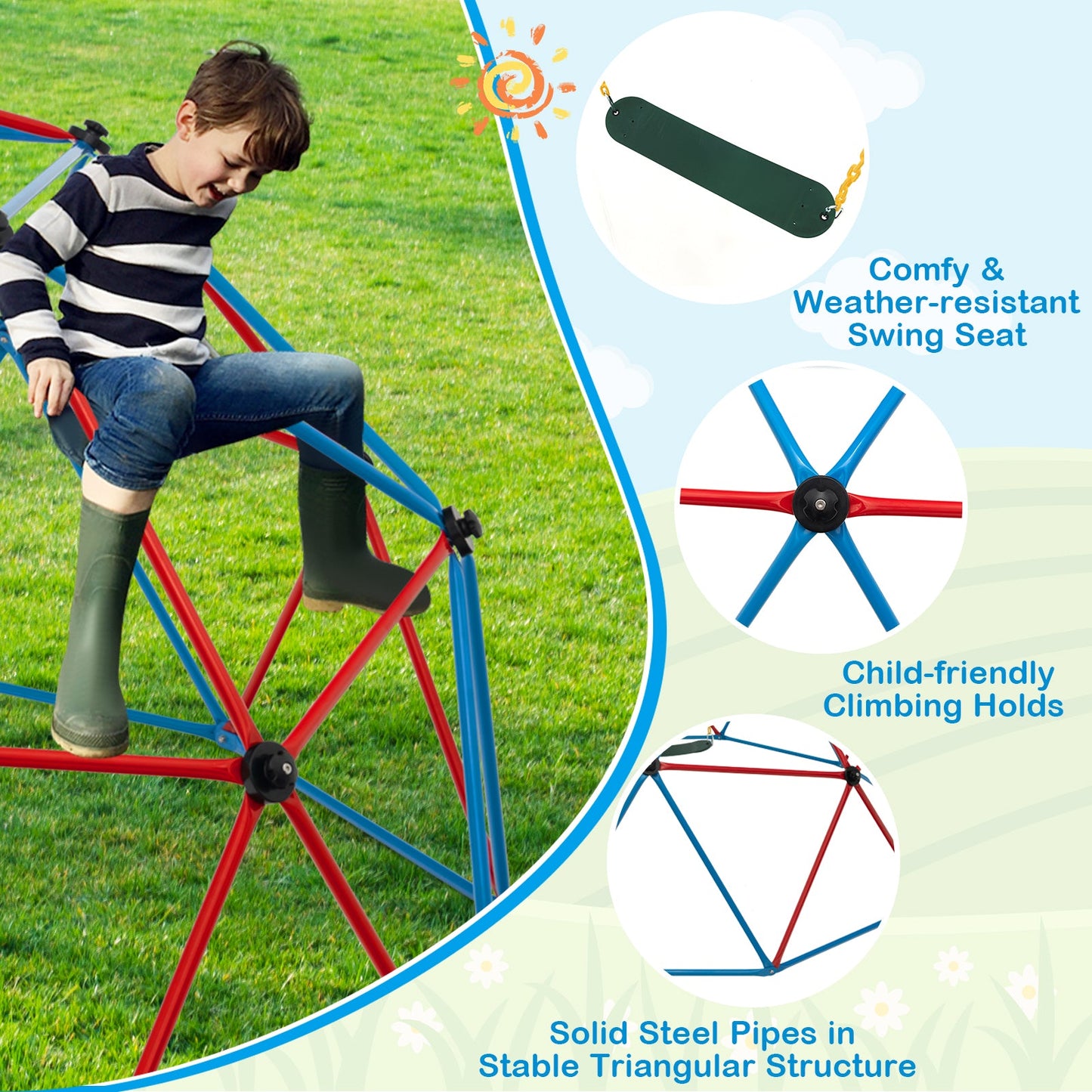 Gbruno 10 Ft Dome Climber with Swing