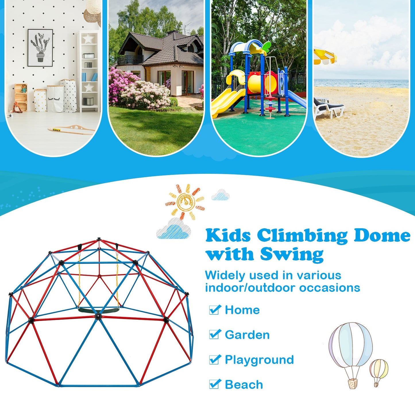 Gbruno 10 Ft Dome Climber with Swing