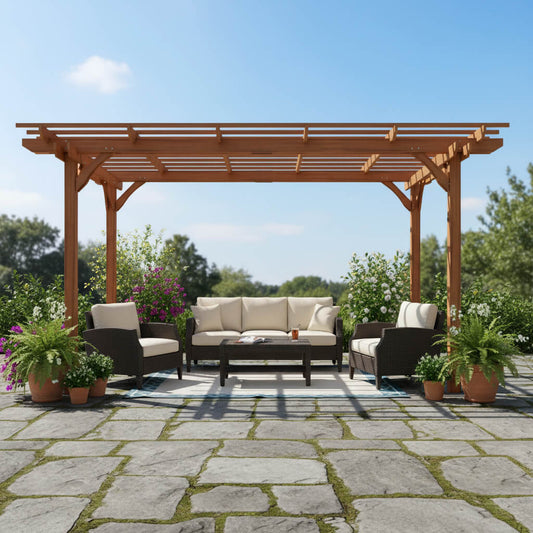 Alora Premium Extra Large Outdoor Weather-Resistant Wooden Grape Pergola (SAK16278)
