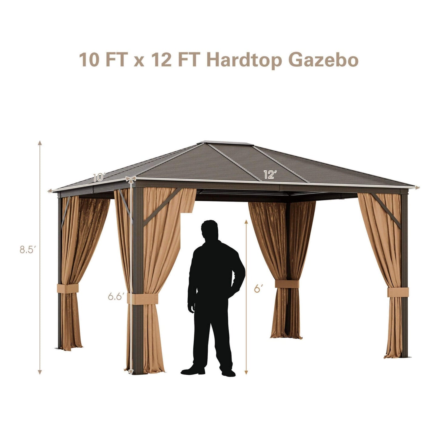 Alora Premium Outdoor Hardtop Patio Gazebo W/ Galvanized Steel Top & Aluminum Frame (SAK74065)
