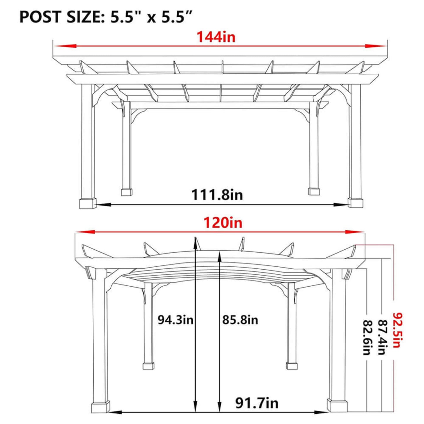 Luxury Cedar Wood Arched Roof Outdoor Pergola