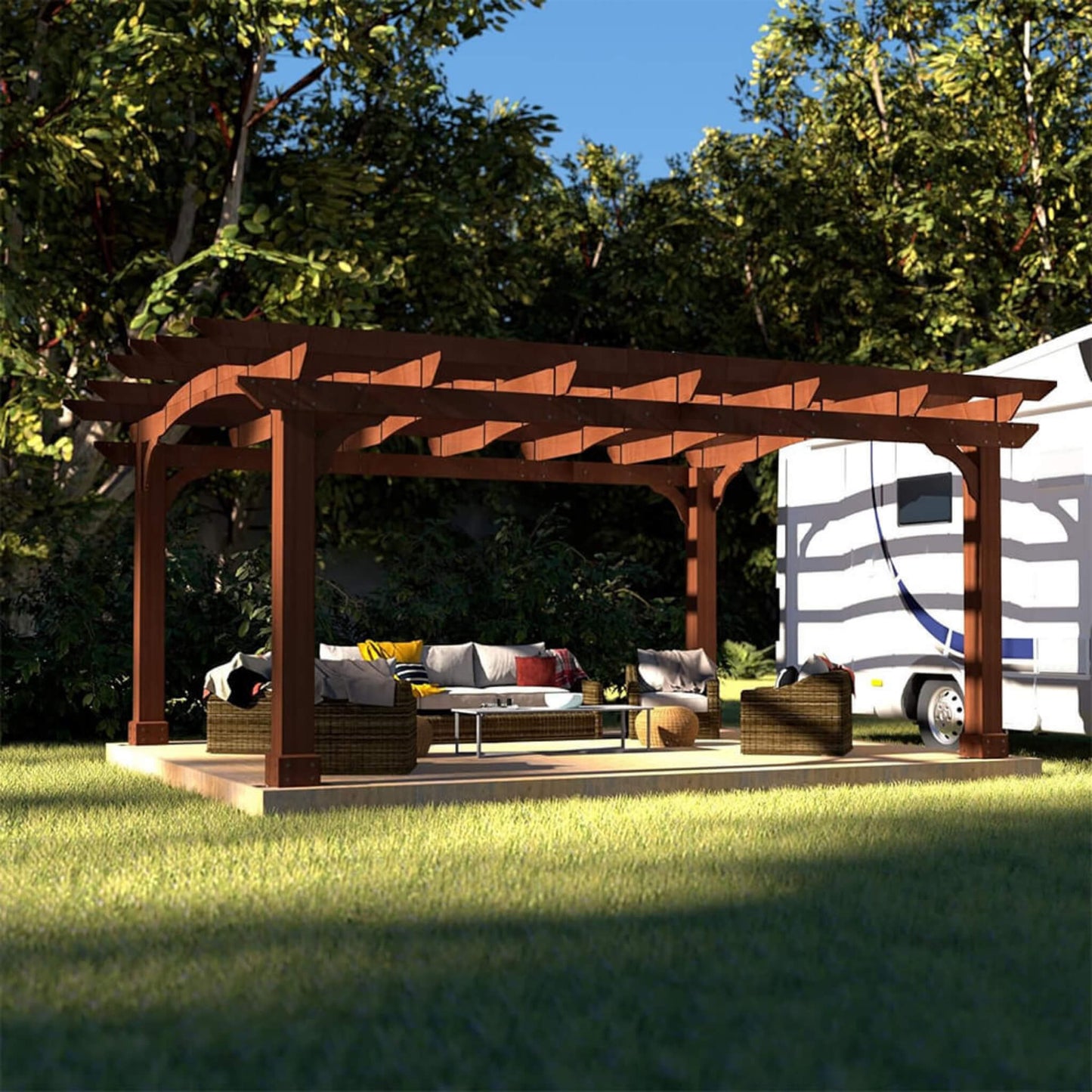 Luxury Cedar Wood Arched Roof Outdoor Pergola