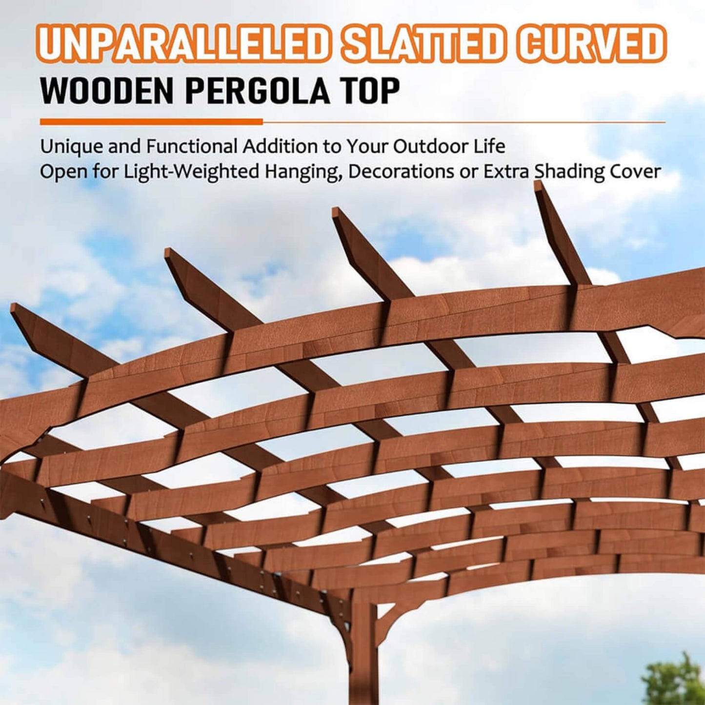 Luxury Cedar Wood Arched Roof Outdoor Pergola