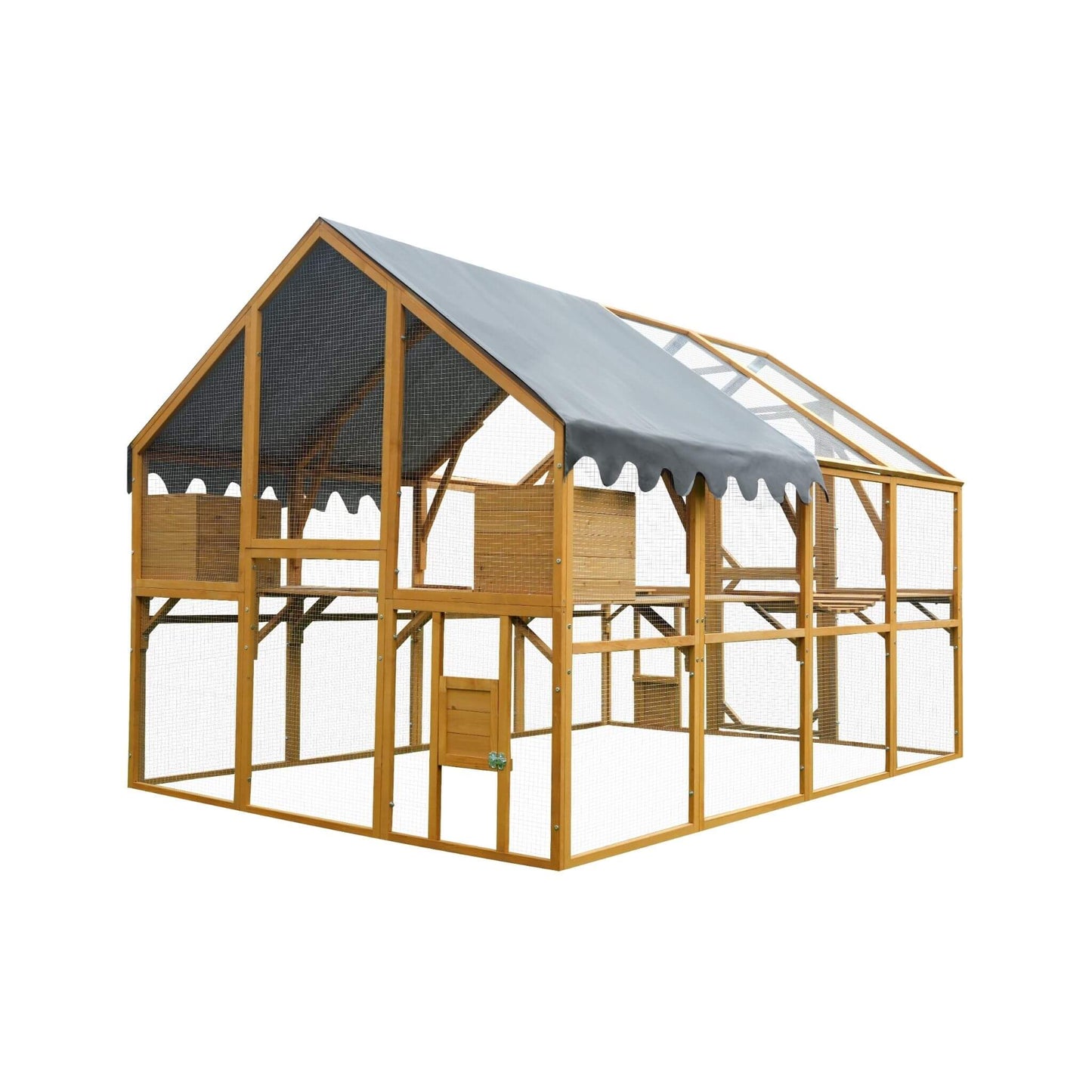 110-Inch Large Outdoor Kitten Playpen Chicken Coop With Waterproof Cover (SAK15370)